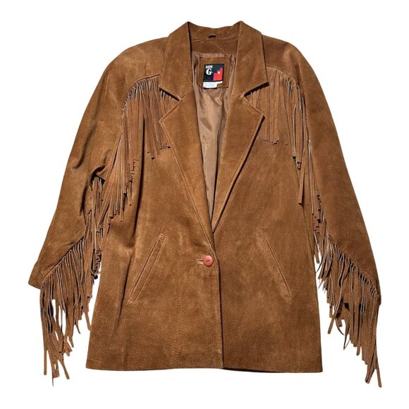 Row G Womens Small Vintage Boho Suede Fringe Jacket Split Pigskin Western Style - Picture 13 of 13